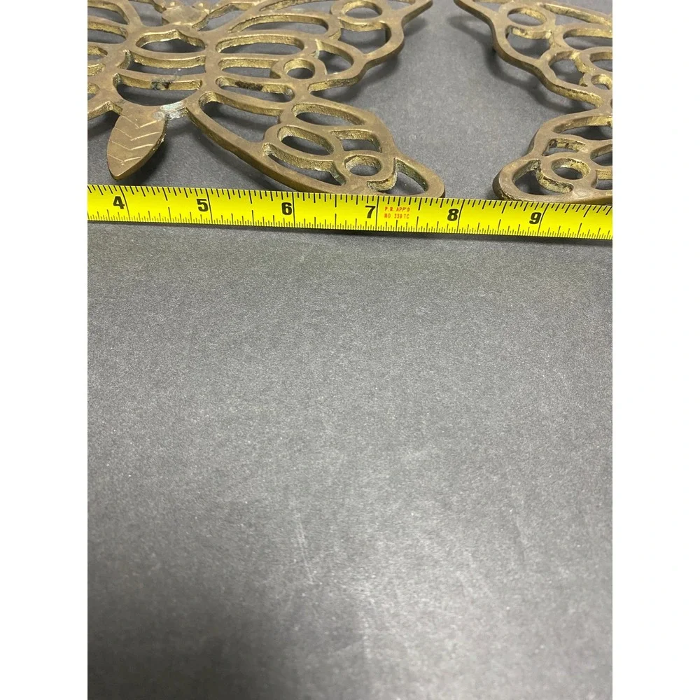 VTG Pair of Brass Butterfly Trivets Hot Plates MCM‎ Pot Holder Wall Decor